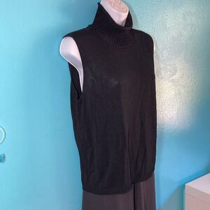 Vintage French Rags Size M  Brenda French Pullover Sleeveless Black Turtleneck